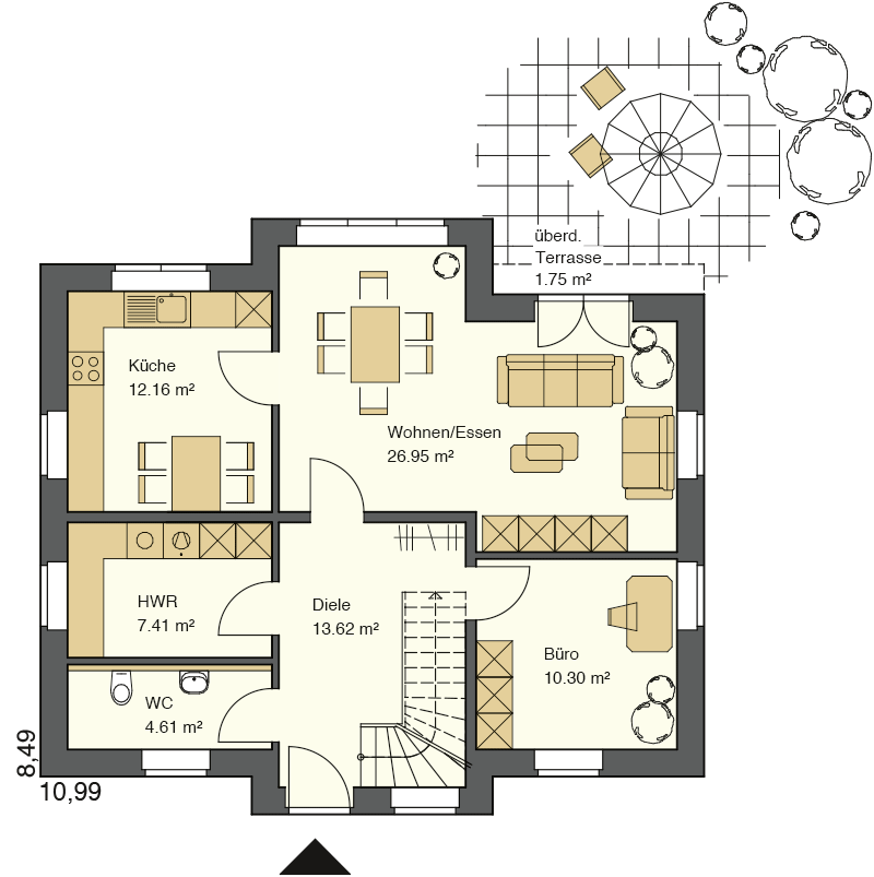 Friesenhaus Grundriss Obergeschoss mit 89,03 m² Grundriss